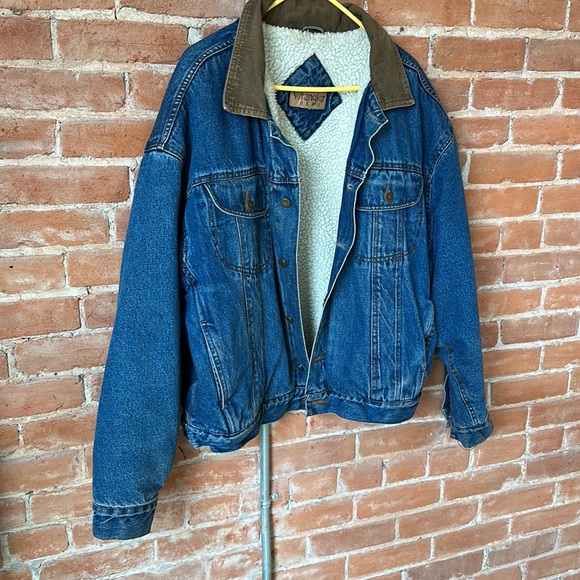 Wrangler Vintage men’s trucker Sherpa lined jacket with corduroy collar sz XXL - Picture 2 of 14